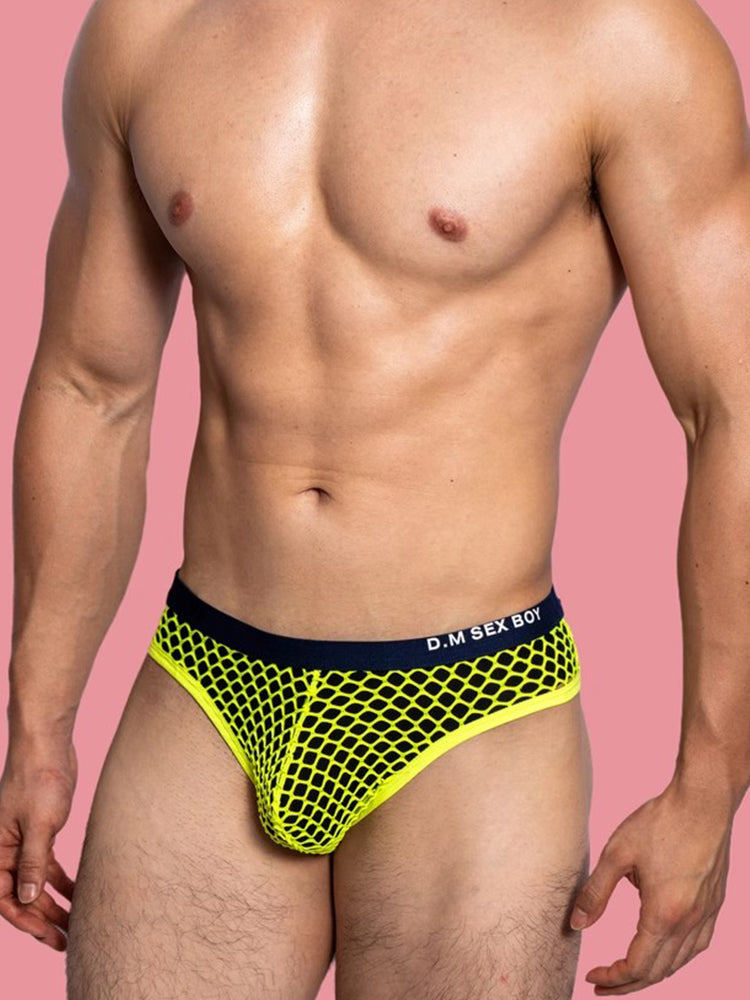 3 Pack Men's Low-Waist Sexy Big Mesh Breathable Transparent Sports Briefs | dmunderwear detail image 10