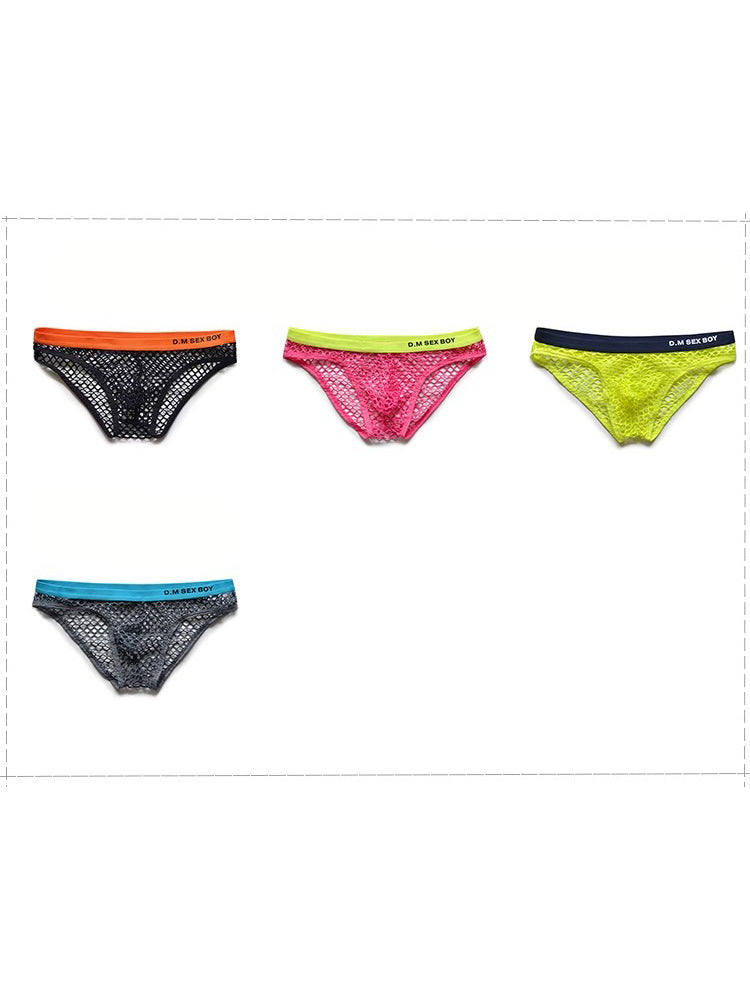 3 Pack Men's Low-Waist Sexy Big Mesh Breathable Transparent Sports Briefs | dmunderwear detail image 11