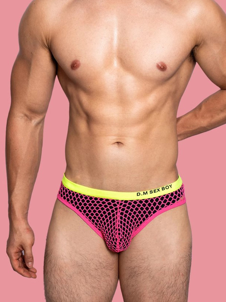 3 Pack Men's Low-Waist Sexy Big Mesh Breathable Transparent Sports Briefs | dmunderwear detail image 12