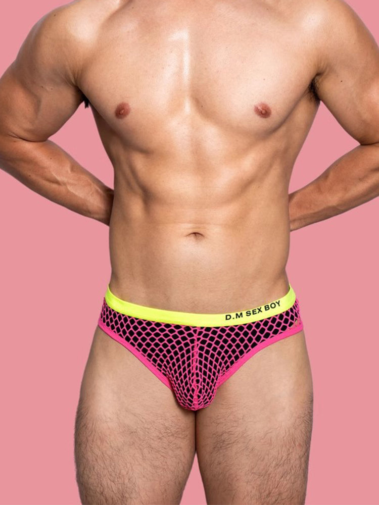 3 Pack Men's Low-Waist Sexy Big Mesh Breathable Transparent Sports Briefs | dmunderwear detail image 15