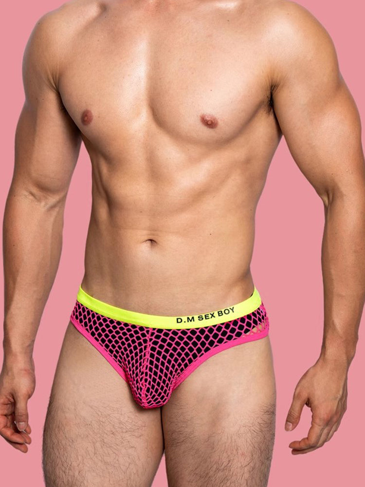 3 Pack Men's Low-Waist Sexy Big Mesh Breathable Transparent Sports Briefs | dmunderwear detail image 17