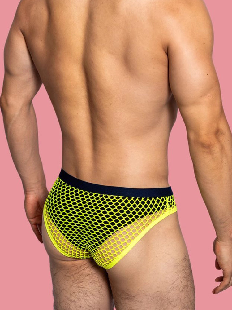 3 Pack Men's Low-Waist Sexy Big Mesh Breathable Transparent Sports Briefs | dmunderwear detail image 3