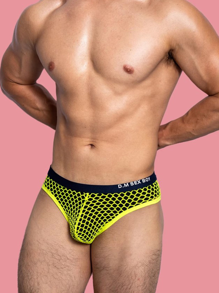 3 Pack Men's Low-Waist Sexy Big Mesh Breathable Transparent Sports Briefs | dmunderwear detail image 4