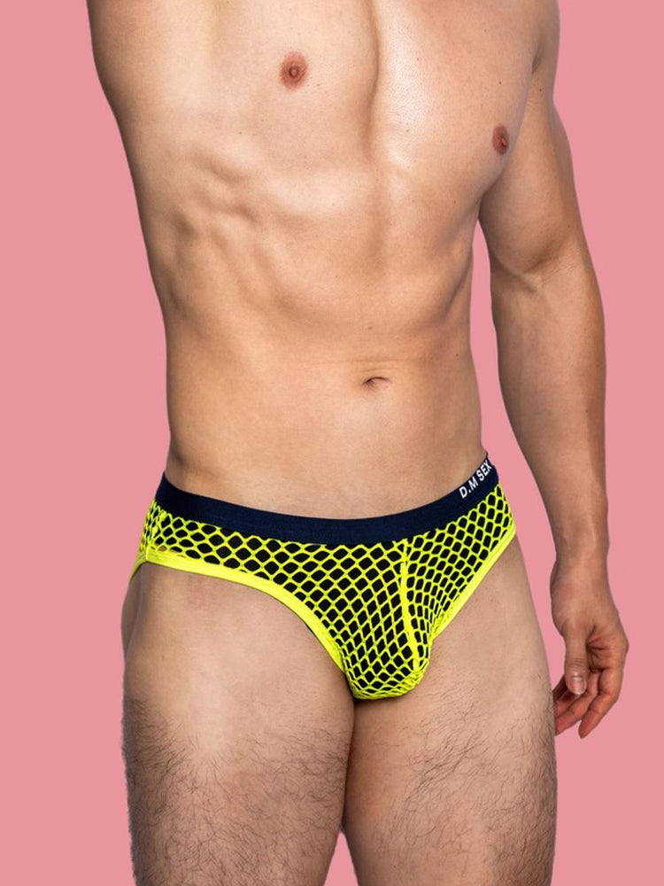 3 Pack Men's Low-Waist Sexy Big Mesh Breathable Transparent Sports Briefs | dmunderwear detail image 6