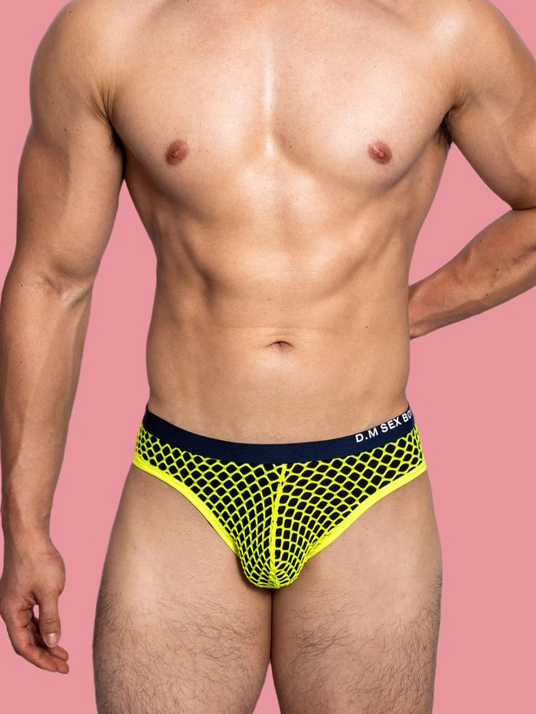 3 Pack Men's Low-Waist Sexy Big Mesh Breathable Transparent Sports Briefs | dmunderwear detail image 9