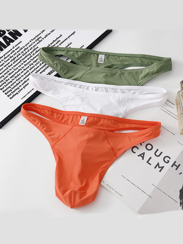 3 Pack Men's Low-Rise Performance Thong - Breathable Mesh & Smooth Fabric | dmunderwear