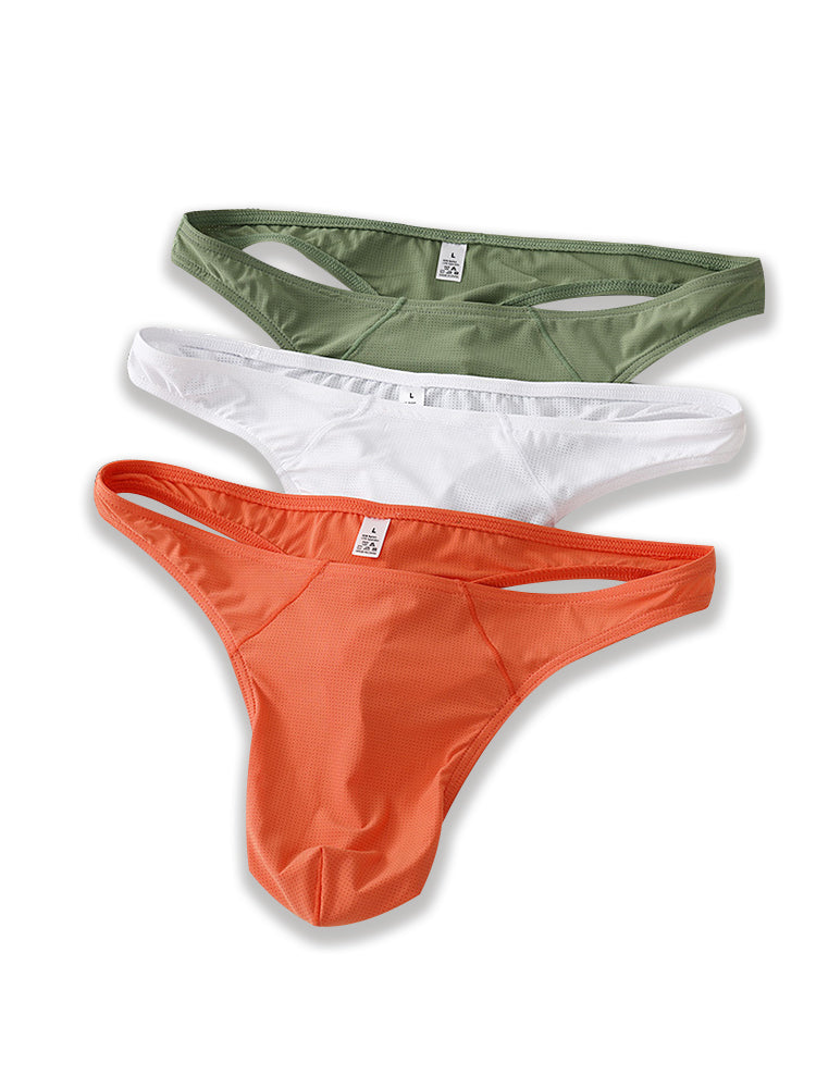 3 Pack Men's Low-Rise Performance Thong - Breathable Mesh & Smooth Fabric | dmunderwear detail image 11