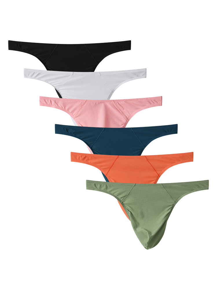 3 Pack Men's Low-Rise Performance Thong - Breathable Mesh & Smooth Fabric | dmunderwear detail image 12