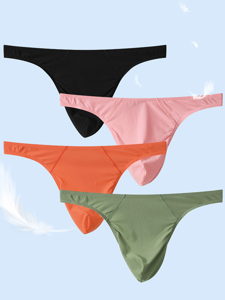 3 Pack Men's Low-Rise Performance Thong - Breathable Mesh & Smooth Fabric | dmunderwear detail image 13