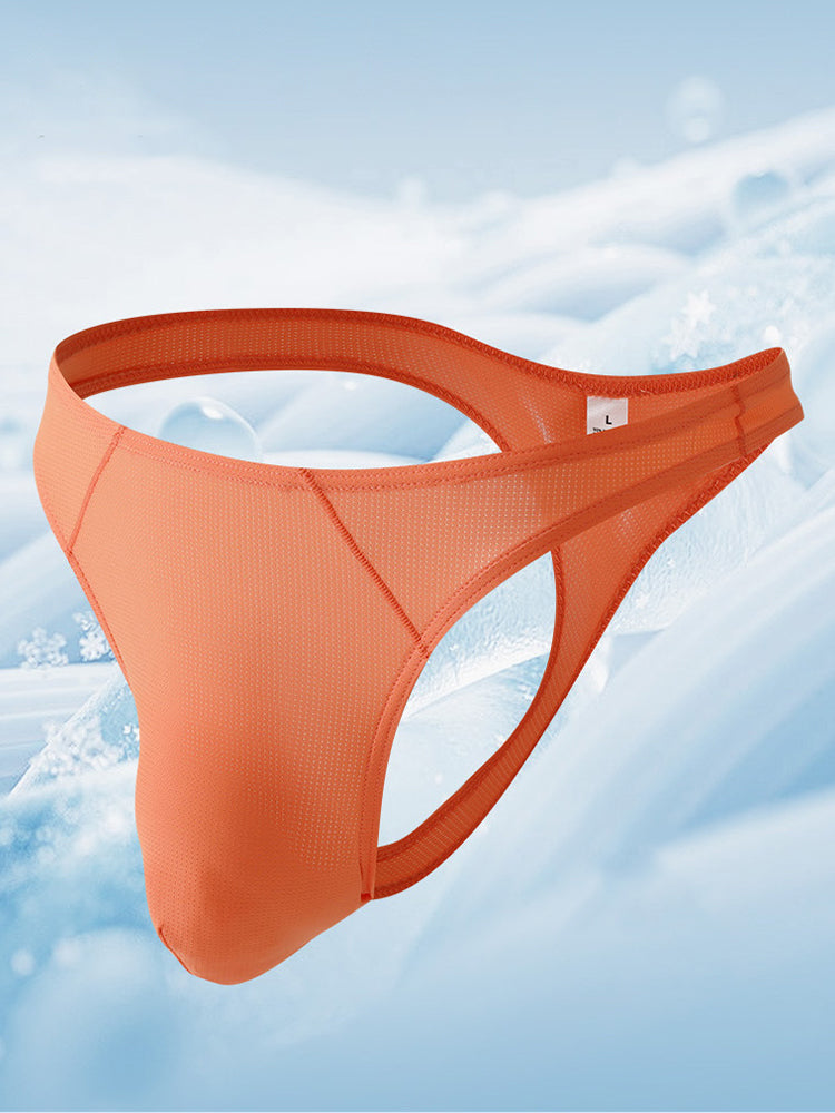 3 Pack Men's Low-Rise Performance Thong - Breathable Mesh & Smooth Fabric | dmunderwear detail image 3