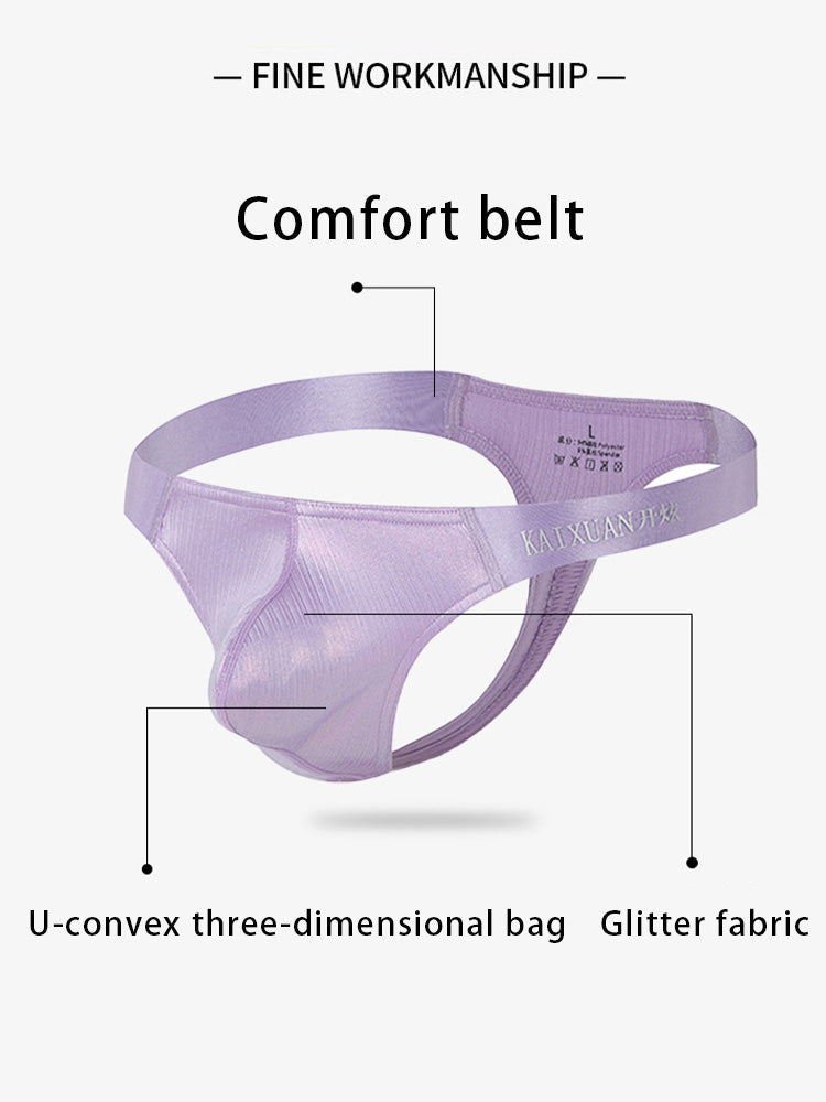 3 Pack Men's Low Waist Transparent Sexy Large Pouch Ice Silk Thong | dmunderwear detail image 15