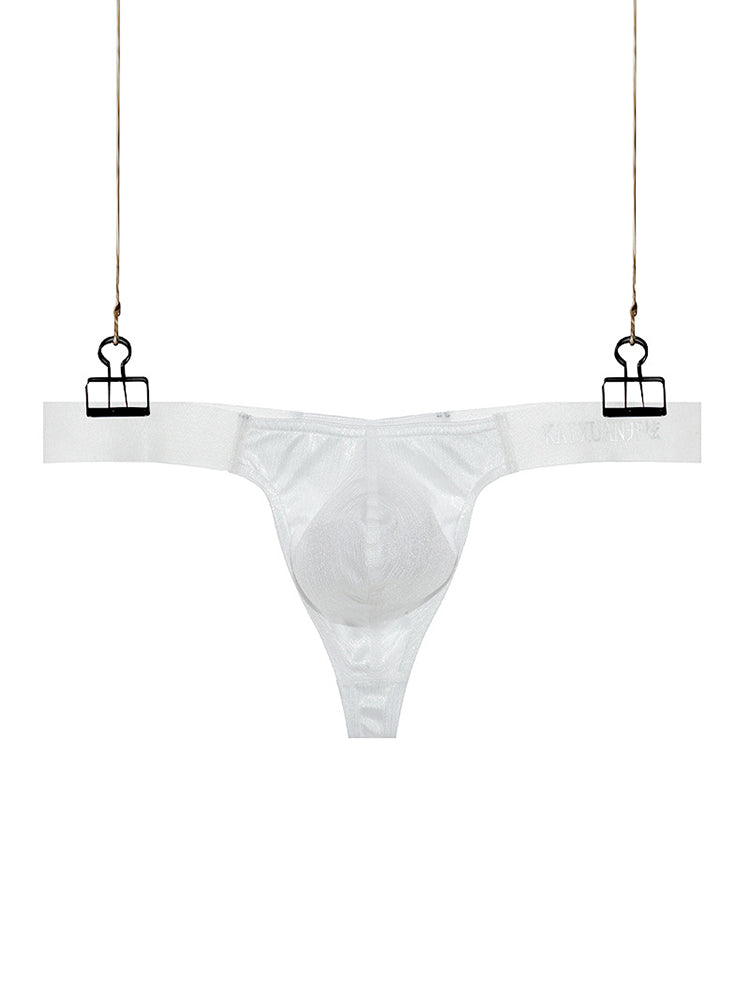 3 Pack Men's Low Waist Transparent Sexy Large Pouch Ice Silk Thong | dmunderwear detail image 18