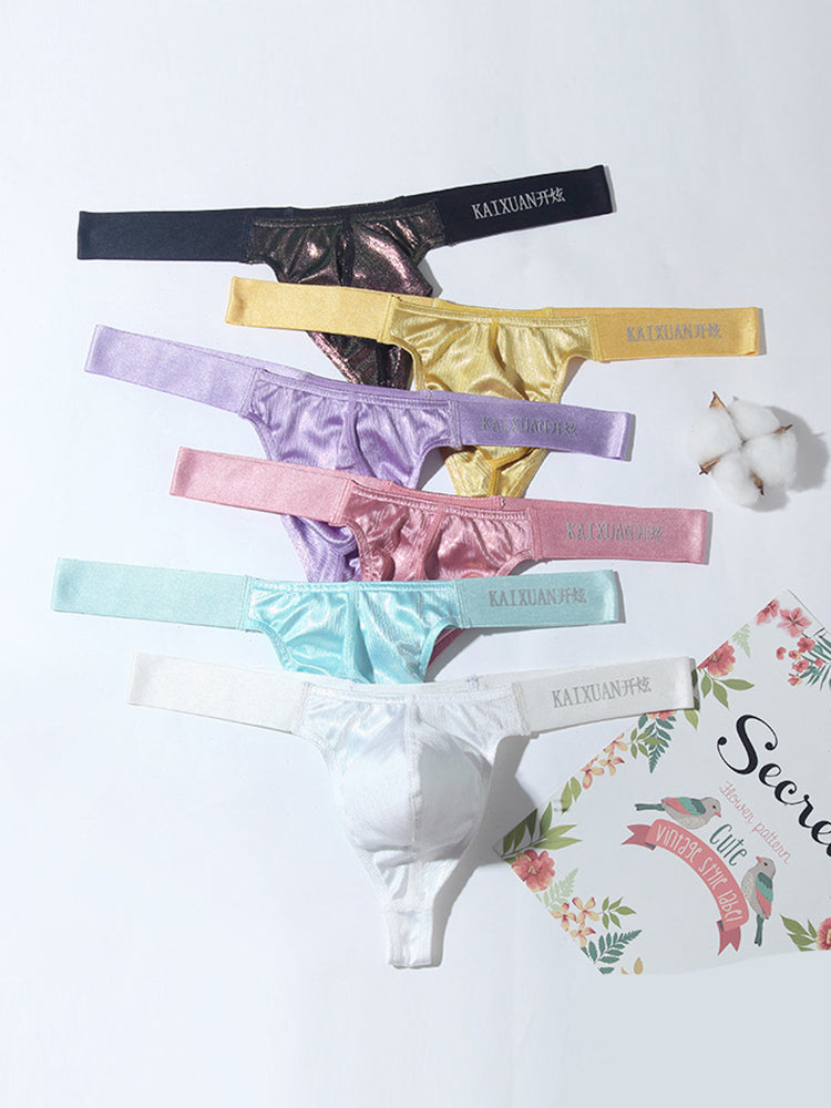 3 Pack Men's Low Waist Transparent Sexy Large Pouch Ice Silk Thong | dmunderwear detail image 19