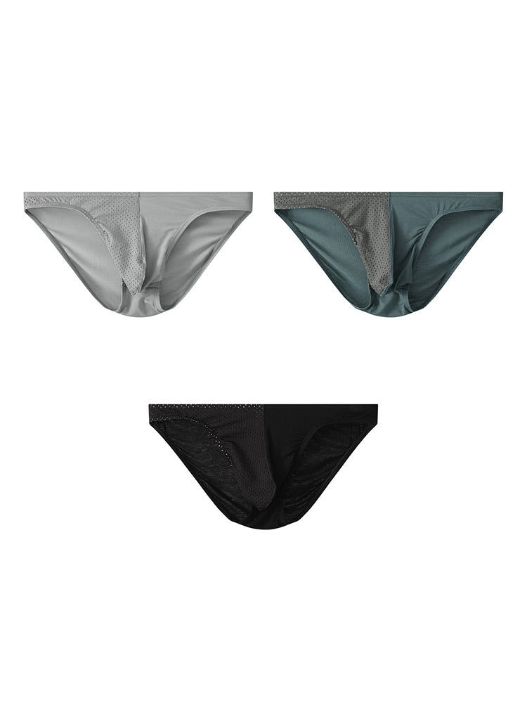 3 Pack Men's Mesh Sexy Low Waist Big Pouch Briefs | dmunderwear detail image 14