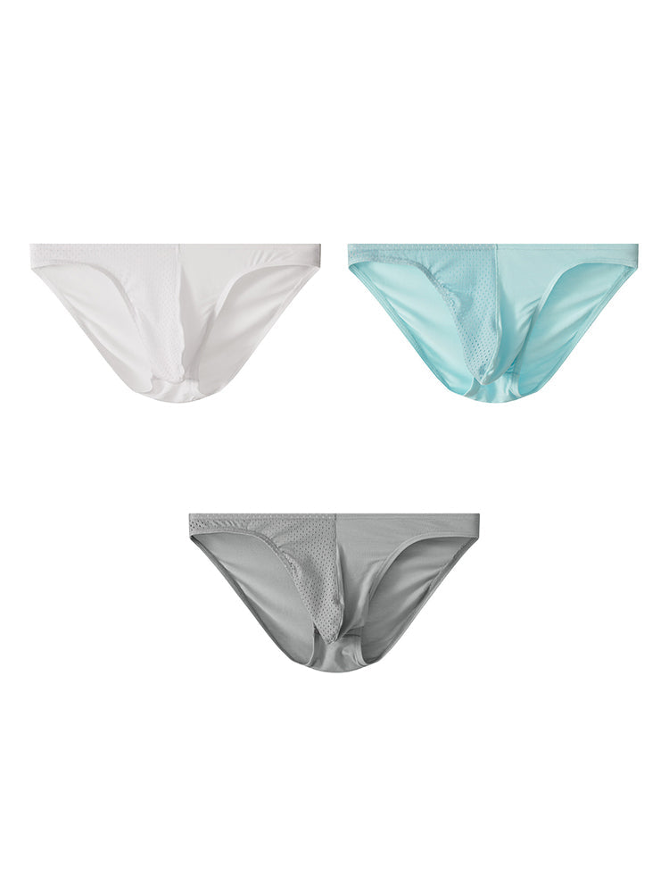 3 Pack Men's Mesh Sexy Low Waist Big Pouch Briefs | dmunderwear detail image 19