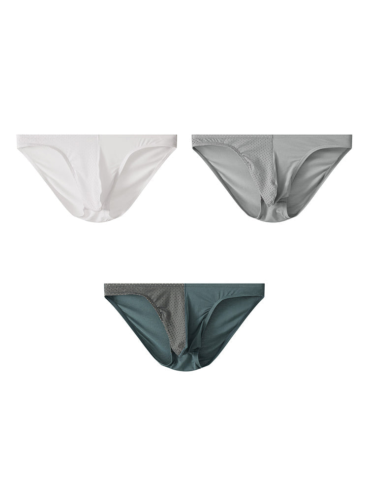 3 Pack Men's Mesh Sexy Low Waist Big Pouch Briefs | dmunderwear detail image 2