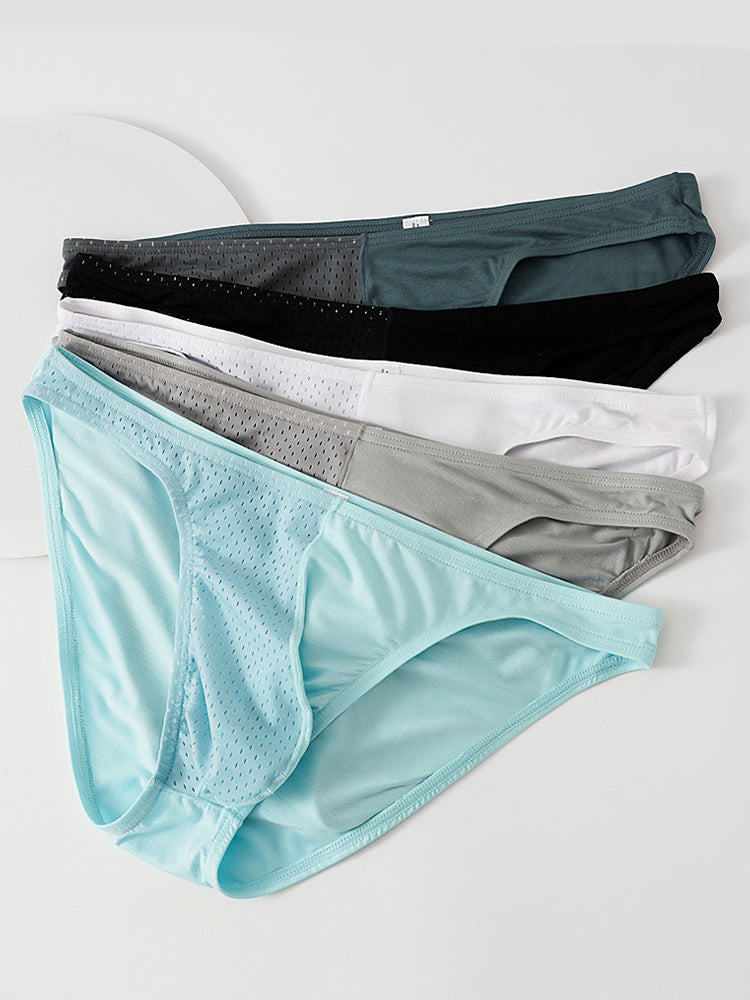 3 Pack Men's Mesh Sexy Low Waist Big Pouch Briefs | dmunderwear detail image 4