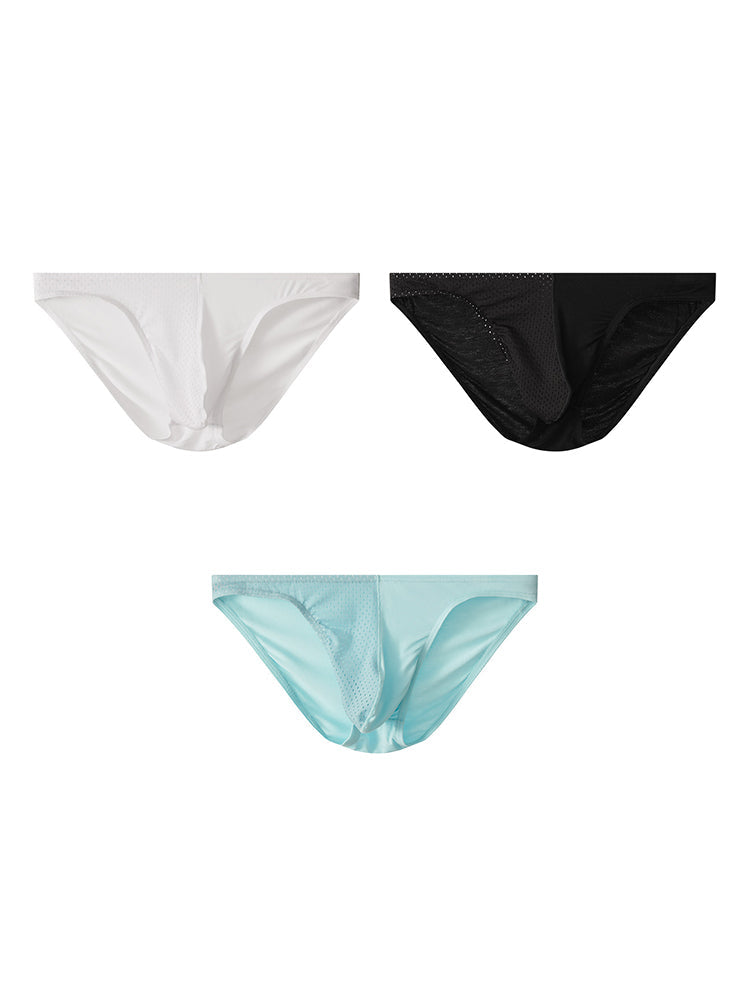 3 Pack Men's Mesh Sexy Low Waist Big Pouch Briefs | dmunderwear detail image 8
