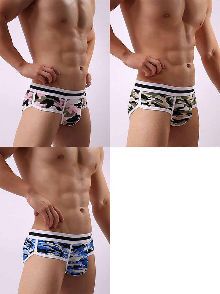3 Pack Men's Mid-Rise Breathable Soft Cotton Camouflage Stretch Fit Bikini | dmunderwear detail image 11