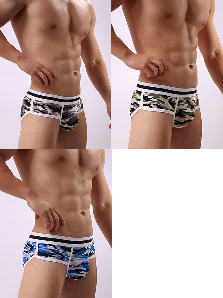3 Pack Men's Mid-Rise Breathable Soft Cotton Camouflage Stretch Fit Bikini | dmunderwear detail image 16