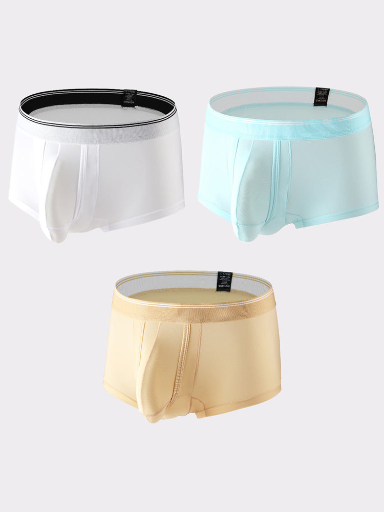 3 Pack Men's Mid-Rise Separation Breathable Elastic Trunks | dmunderwear detail image 2