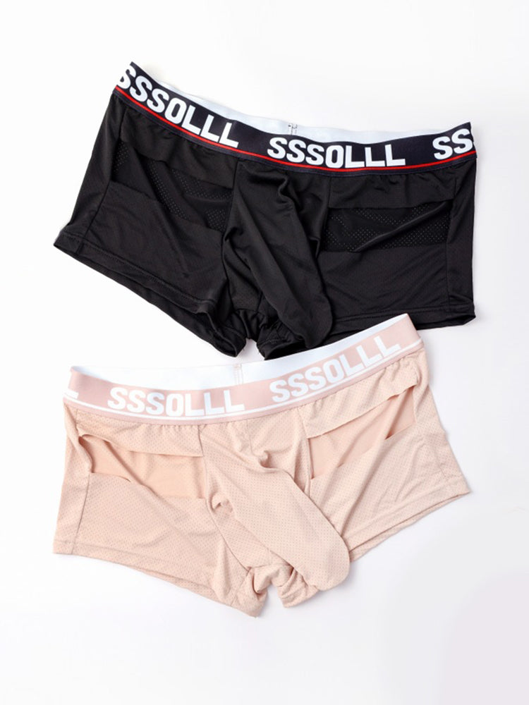 3 Pack Men's Mid-Rise Ice Silk Hollow-Out Trunks | dmunderwear detail image 10