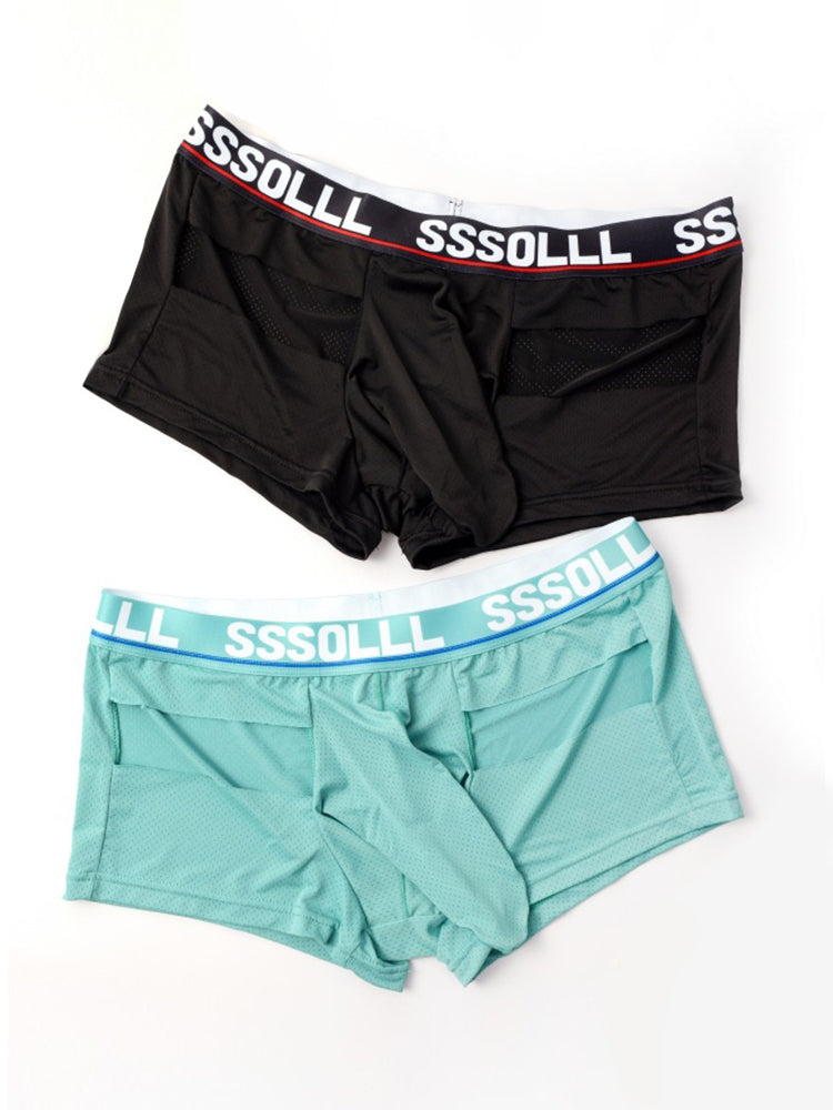 3 Pack Men's Mid-Rise Ice Silk Hollow-Out Trunks | dmunderwear detail image 11