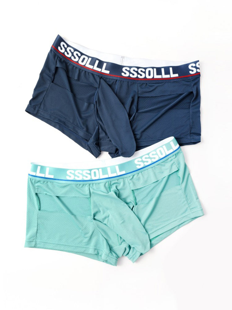 3 Pack Men's Mid-Rise Ice Silk Hollow-Out Trunks | dmunderwear detail image 12