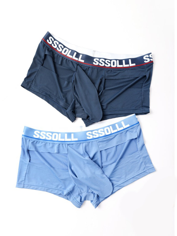 3 Pack Men's Mid-Rise Ice Silk Hollow-Out Trunks | dmunderwear detail image 13