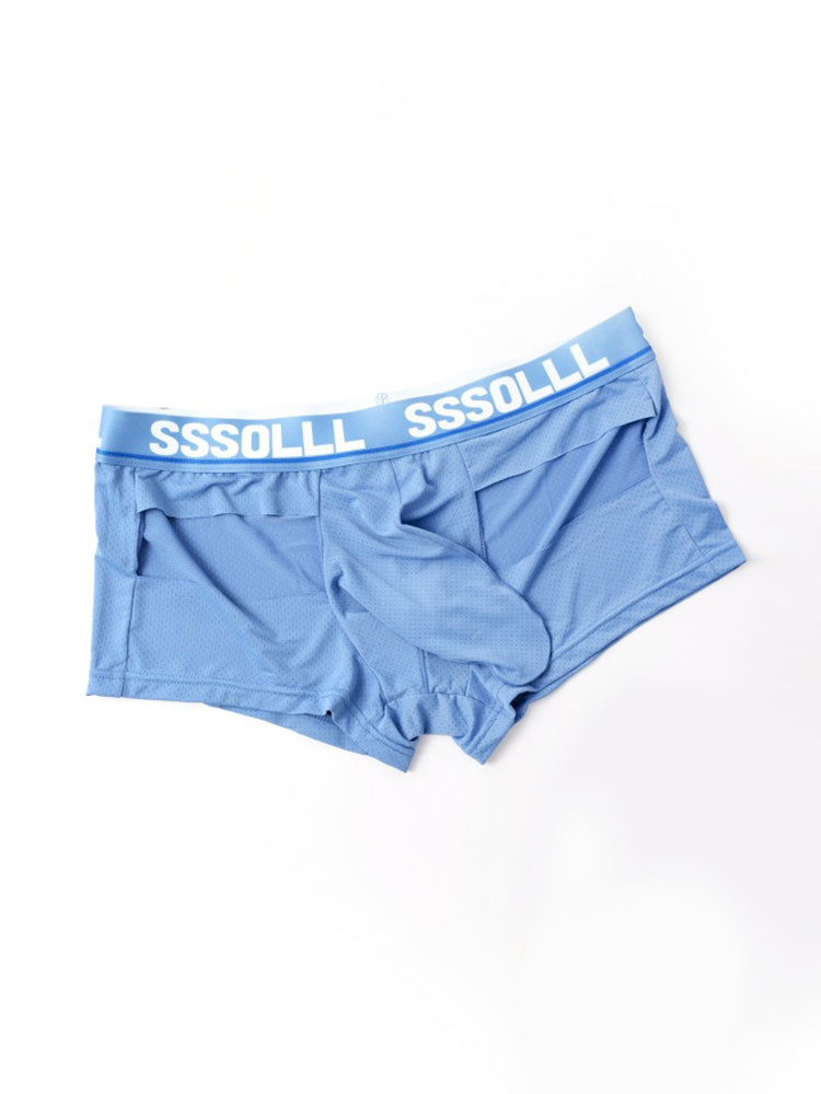3 Pack Men's Mid-Rise Ice Silk Hollow-Out Trunks | dmunderwear detail image 15