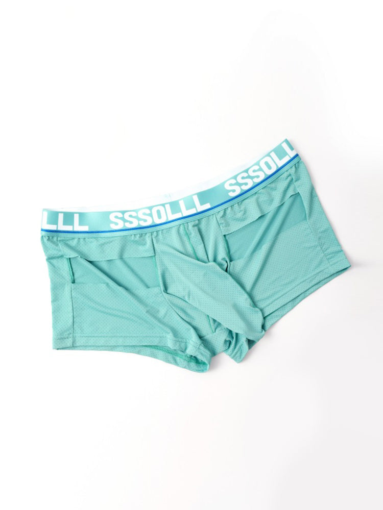 3 Pack Men's Mid-Rise Ice Silk Hollow-Out Trunks | dmunderwear detail image 16