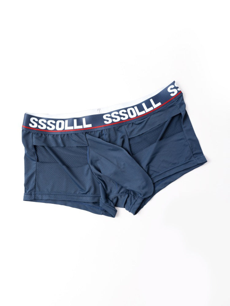 3 Pack Men's Mid-Rise Ice Silk Hollow-Out Trunks | dmunderwear detail image 17