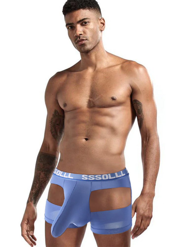 3 Pack Men's Mid-Rise Ice Silk Hollow-Out Trunks | dmunderwear detail image 3