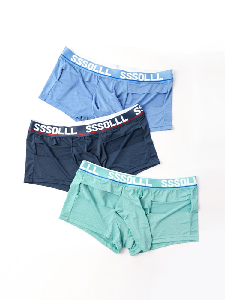 3 Pack Men's Mid-Rise Ice Silk Hollow-Out Trunks | dmunderwear detail image 7