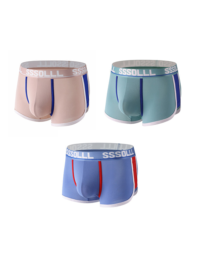 3 Pack Men's Mid-Rise Ice Silk Mesh Trunks | dmunderwear detail image 14
