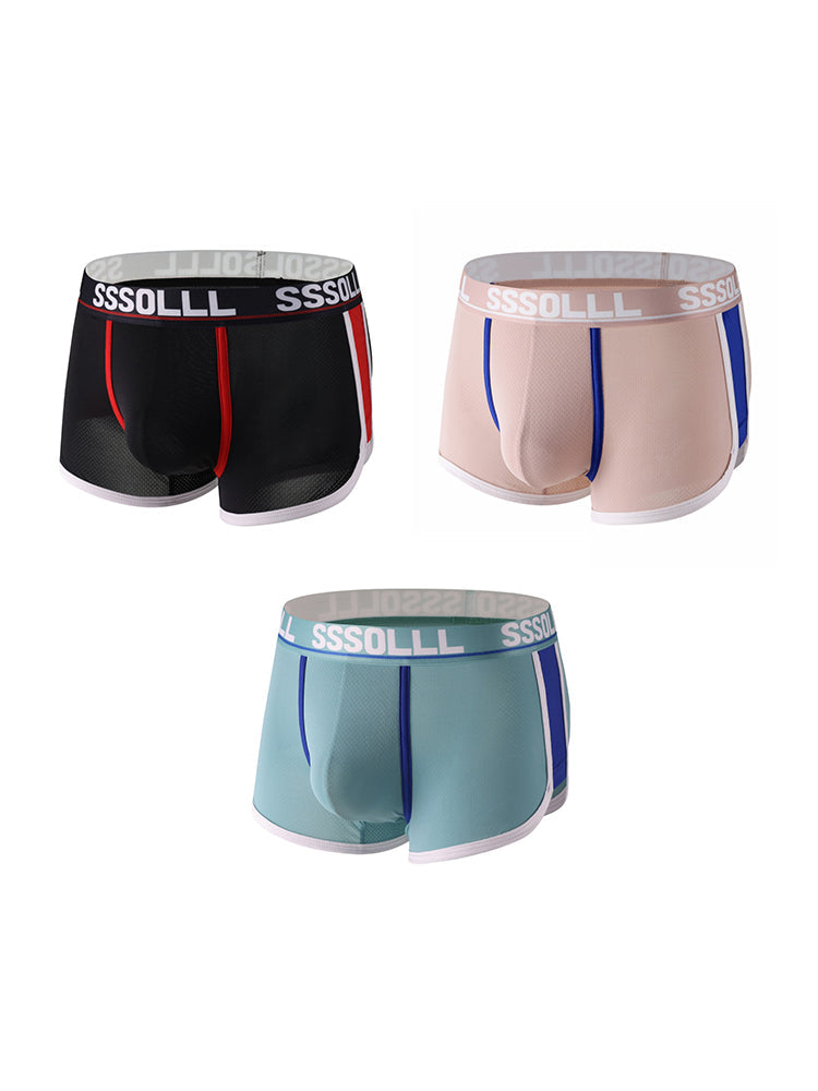3 Pack Men's Mid-Rise Ice Silk Mesh Trunks | dmunderwear detail image 2