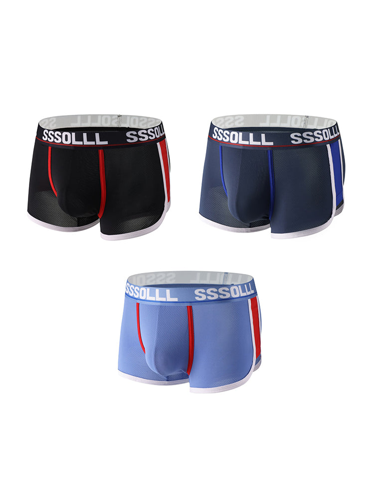 3 Pack Men's Mid-Rise Ice Silk Mesh Trunks | dmunderwear detail image 20