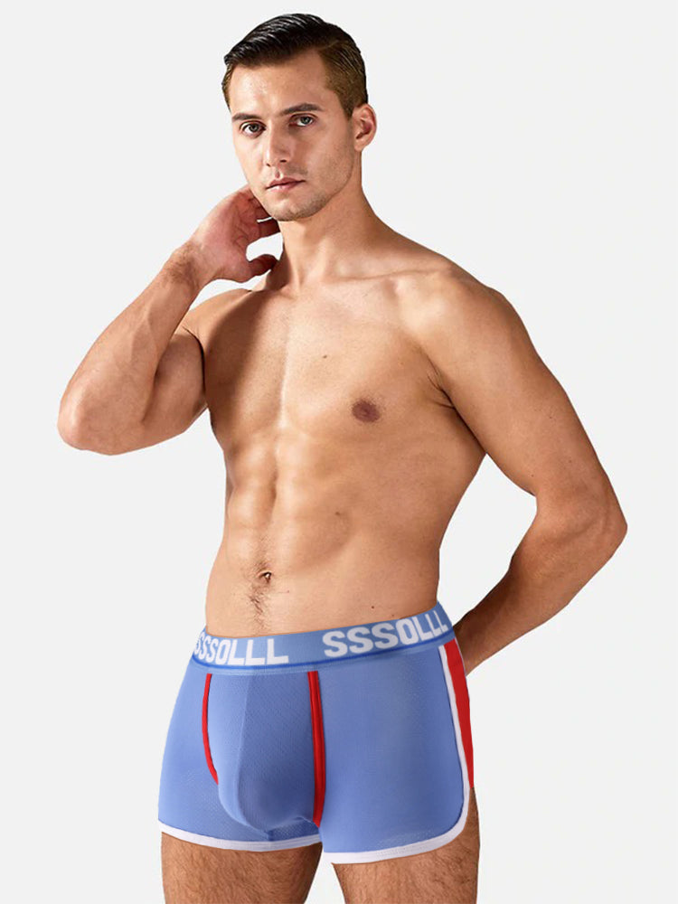 3 Pack Men's Mid-Rise Ice Silk Mesh Trunks | dmunderwear detail image 3