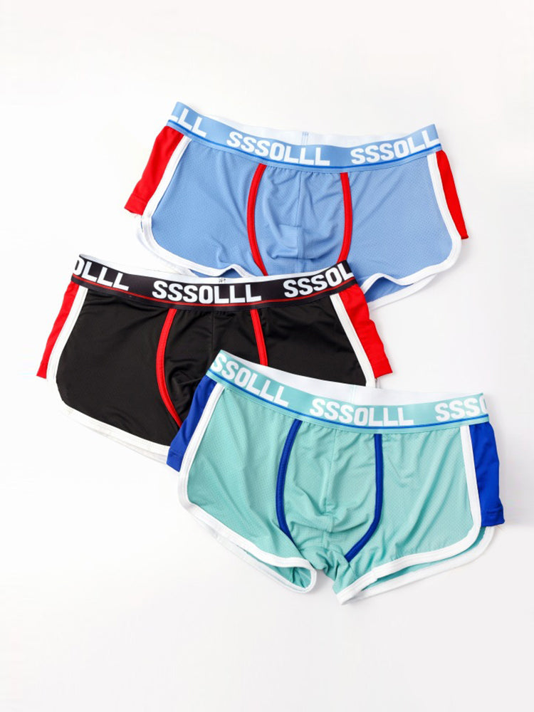 3 Pack Men's Mid-Rise Ice Silk Mesh Trunks | dmunderwear detail image 6