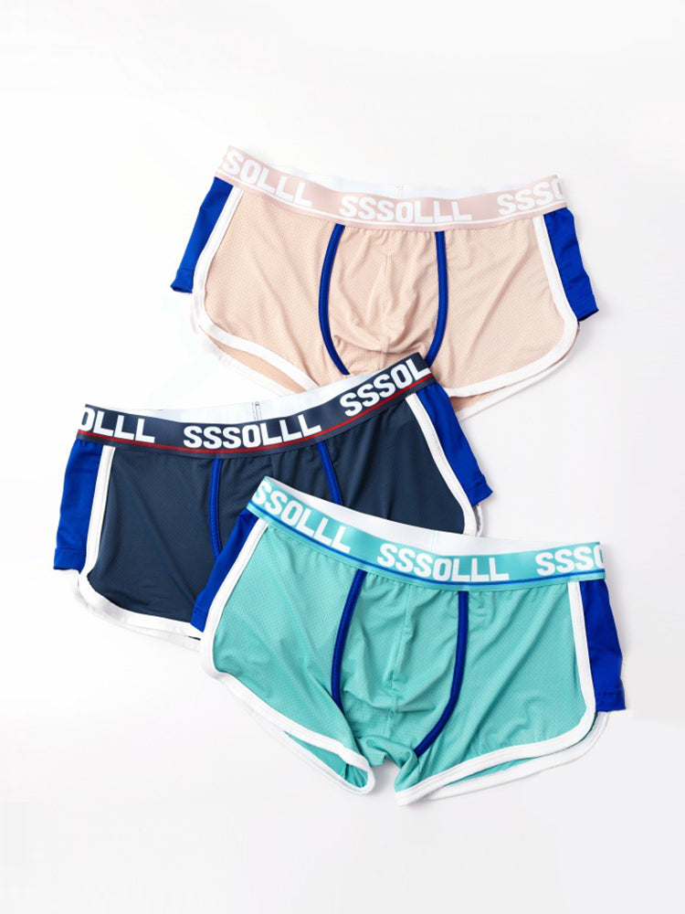 3 Pack Men's Mid-Rise Ice Silk Mesh Trunks | dmunderwear detail image 7