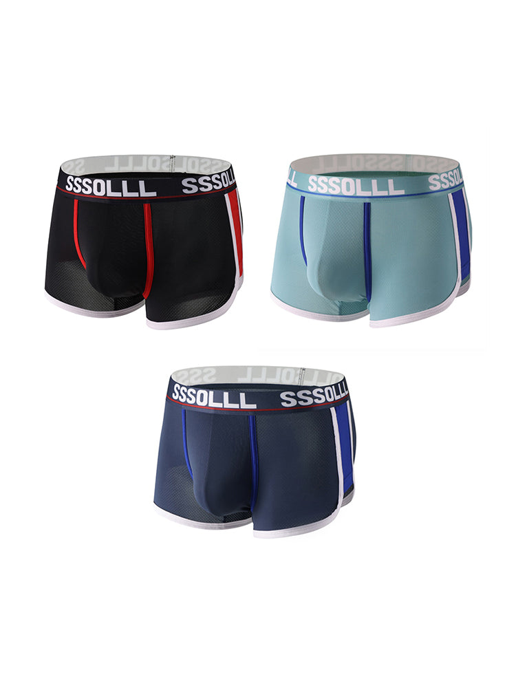 3 Pack Men's Mid-Rise Ice Silk Mesh Trunks | dmunderwear detail image 8