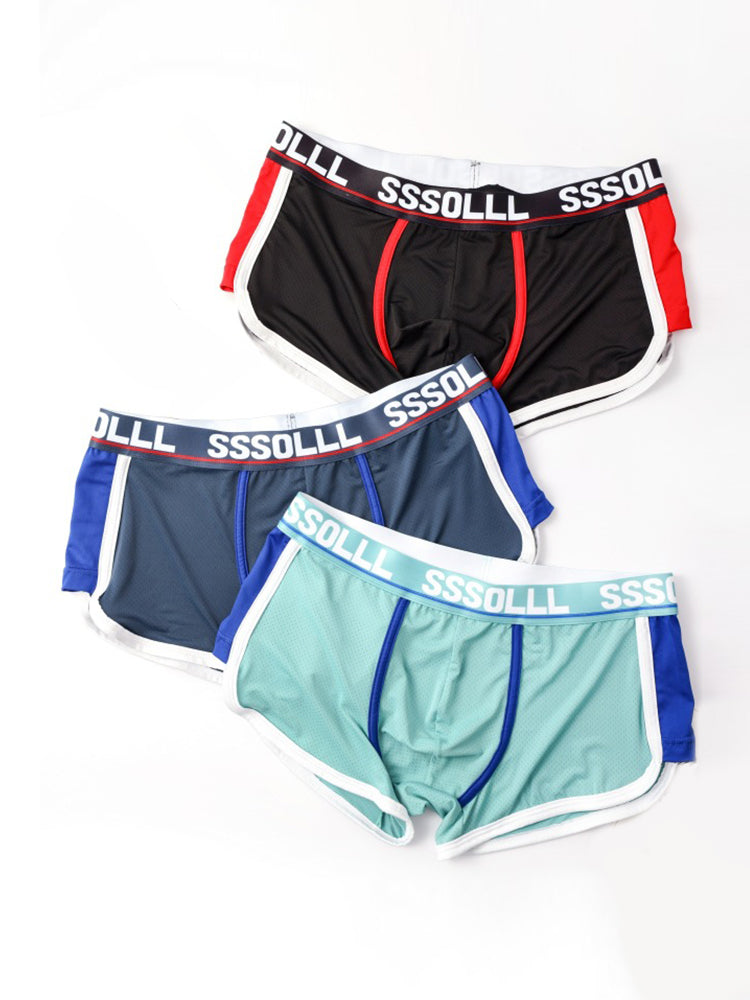 3 Pack Men's Mid-Rise Ice Silk Mesh Trunks | dmunderwear detail image 9