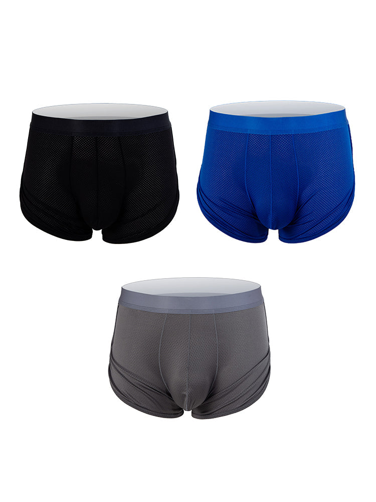 3 Pack Men's Mid Waist Breathable Mesh Home Aloha Boxers | dmunderwear detail image 12