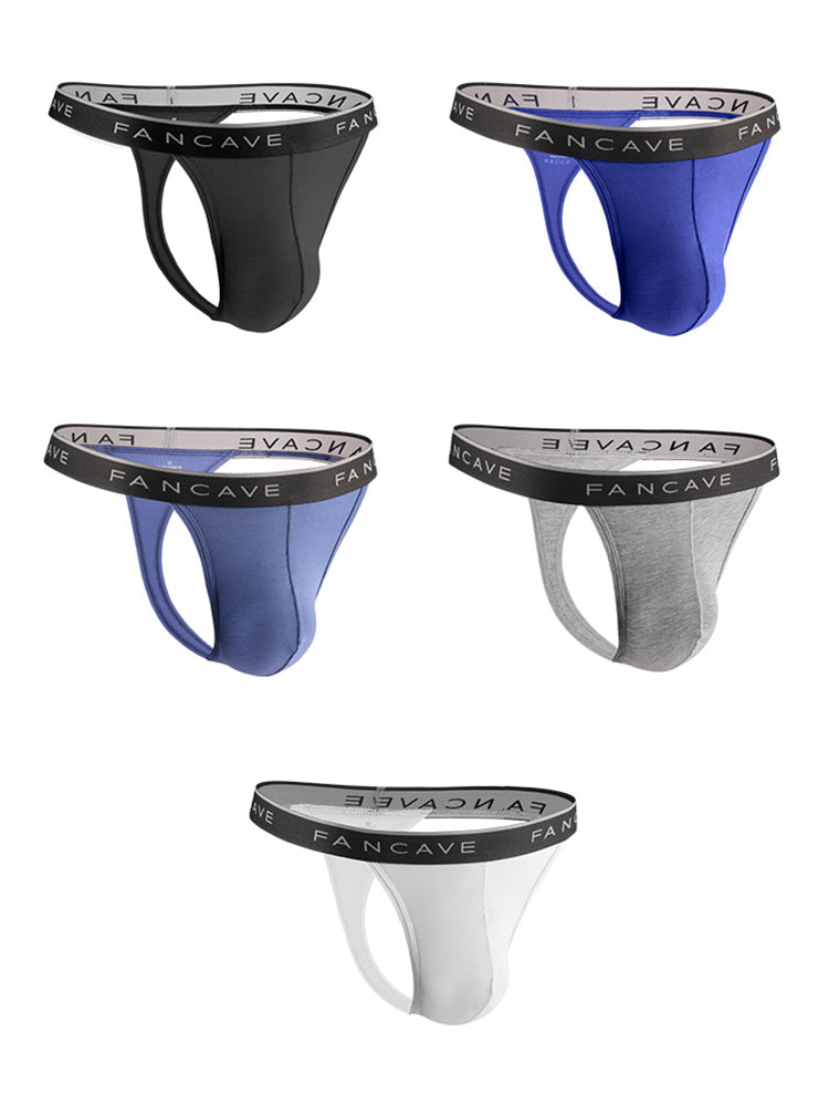 3 Pack Men's Modal U-Pouch Mid-Rise Thongs | dmunderwear detail image 15