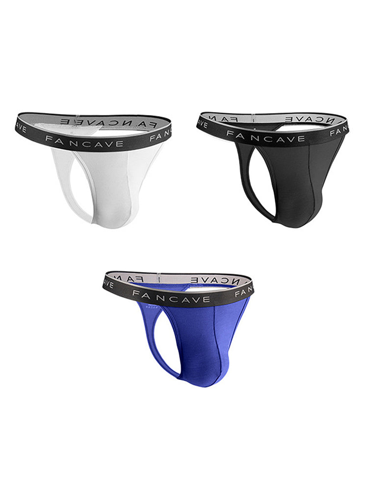 3 Pack Men's Modal U-Pouch Mid-Rise Thongs | dmunderwear detail image 2