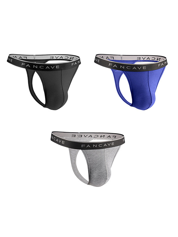 3 Pack Men's Modal U-Pouch Mid-Rise Thongs | dmunderwear detail image 8