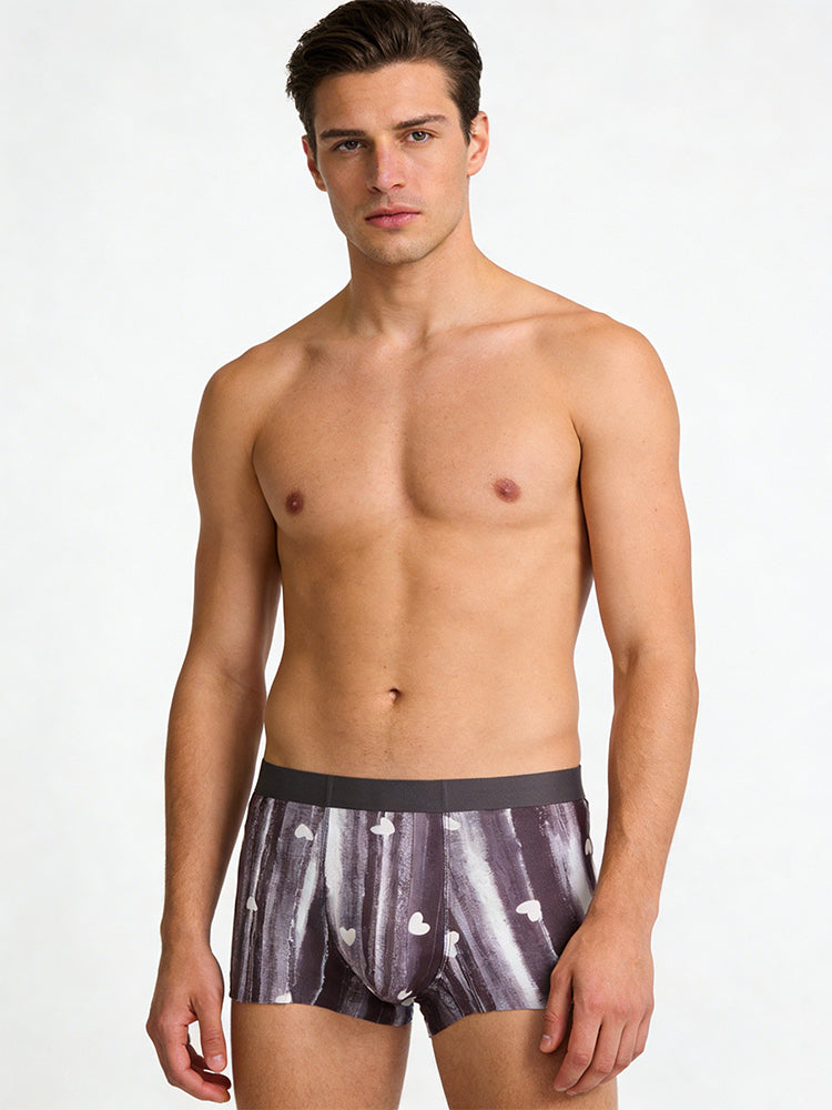 3 Pack Men's Moisture-Wicking Heart Prints Antibacterial Trunks | dmunderwear