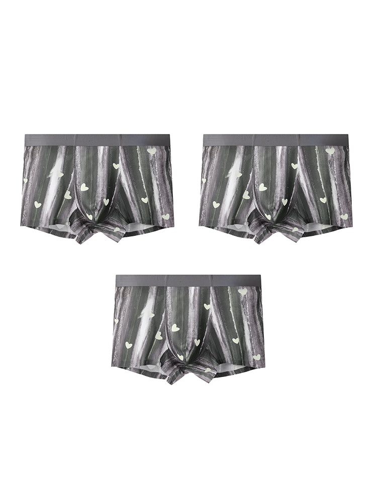 3 Pack Men's Moisture-Wicking Heart Prints Antibacterial Trunks | dmunderwear detail image 14