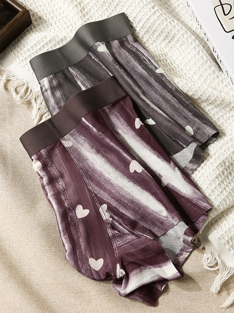 3 Pack Men's Moisture-Wicking Heart Prints Antibacterial Trunks | dmunderwear detail image 19