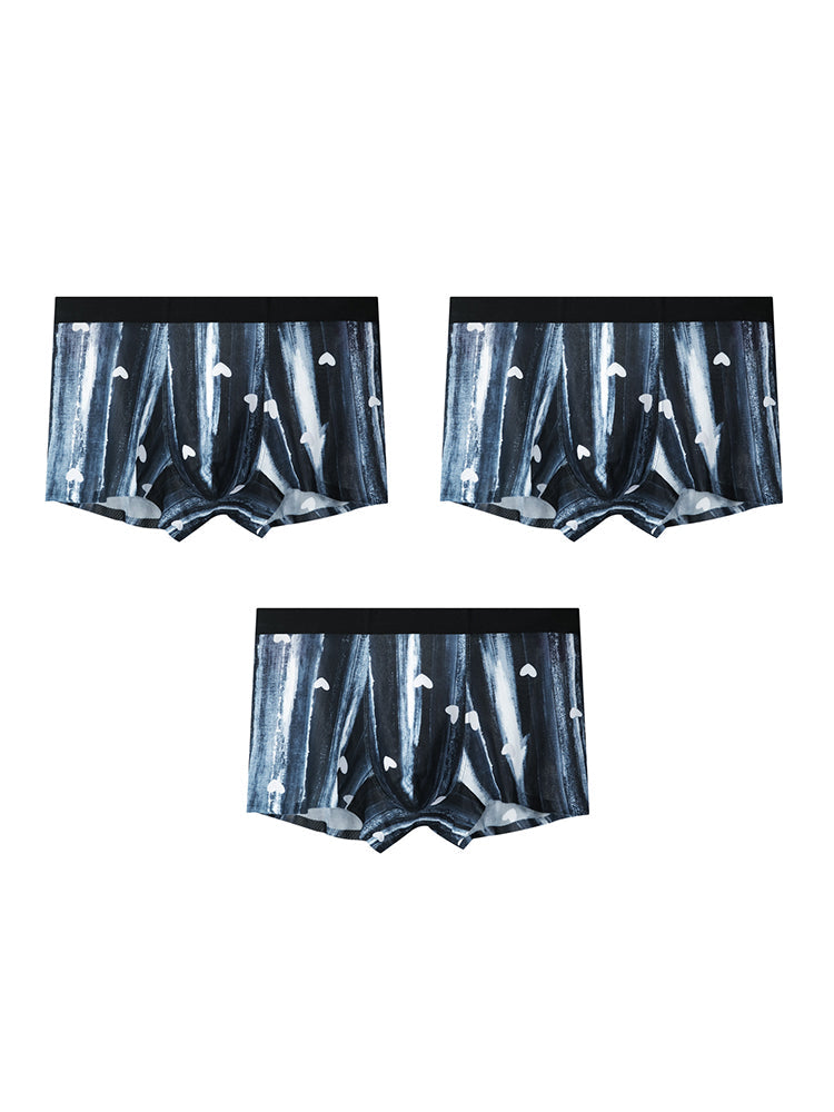 3 Pack Men's Moisture-Wicking Heart Prints Antibacterial Trunks | dmunderwear detail image 20